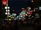Bangkok 01 05 Khao San Road At Night We had delicious Thai food for dinner in the street-side restaurants on Bangkoks busy backpackers' Khao San Road. Ahh, Starbucks.